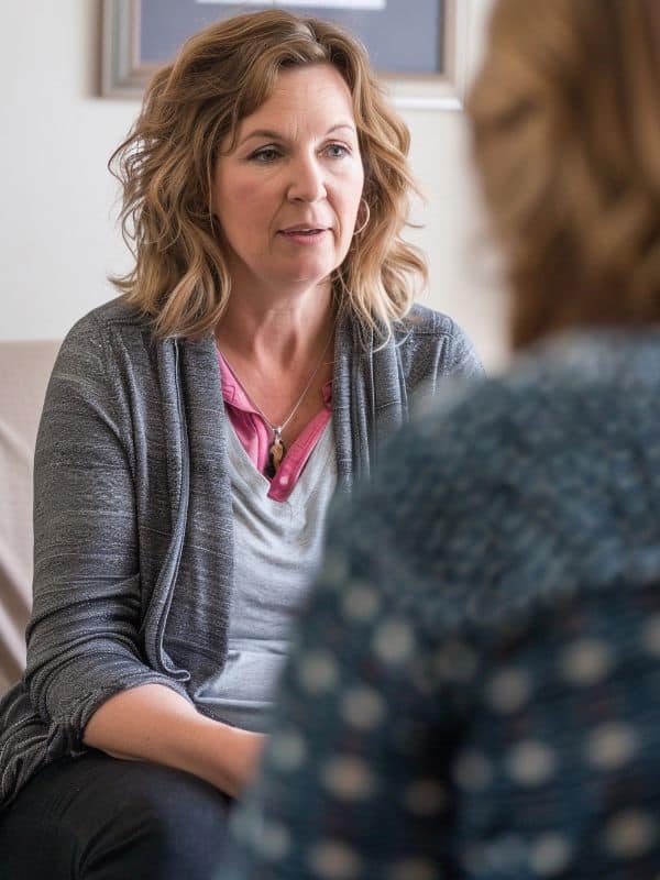 Ourida Revel en consultation d'hypnose avec un adulte au cabinet de Baillargues